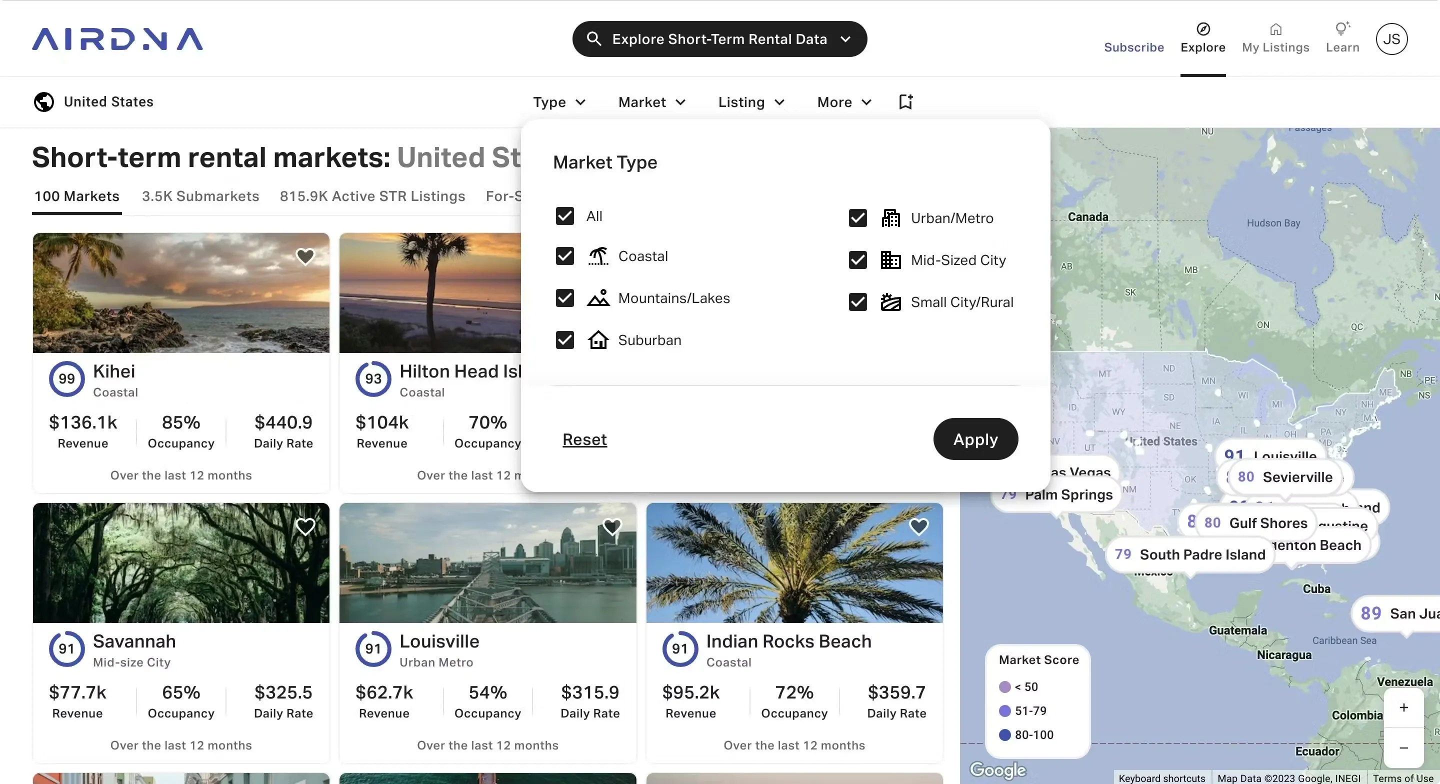 AirDNA’s dashboard