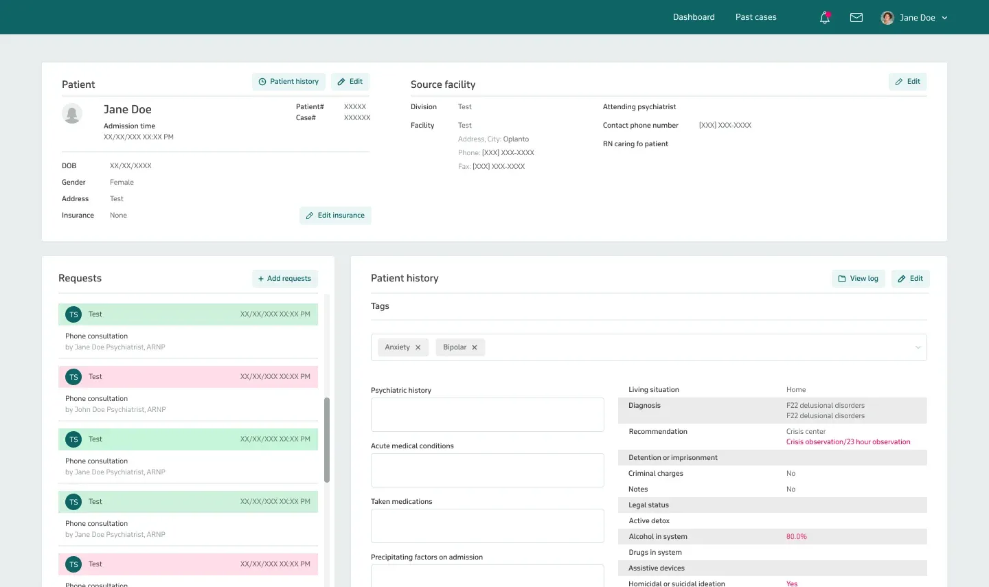 Case information page