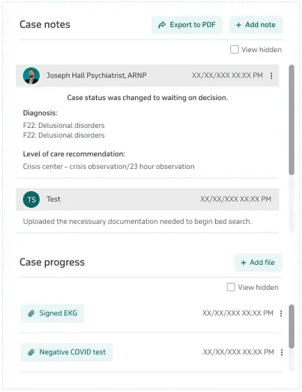 Case notes and patient files