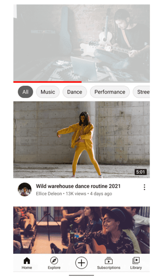 Youtube’s recommendations on the homepage and "up next" videos 