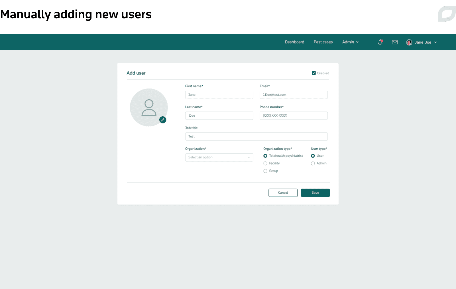Manually adding new users