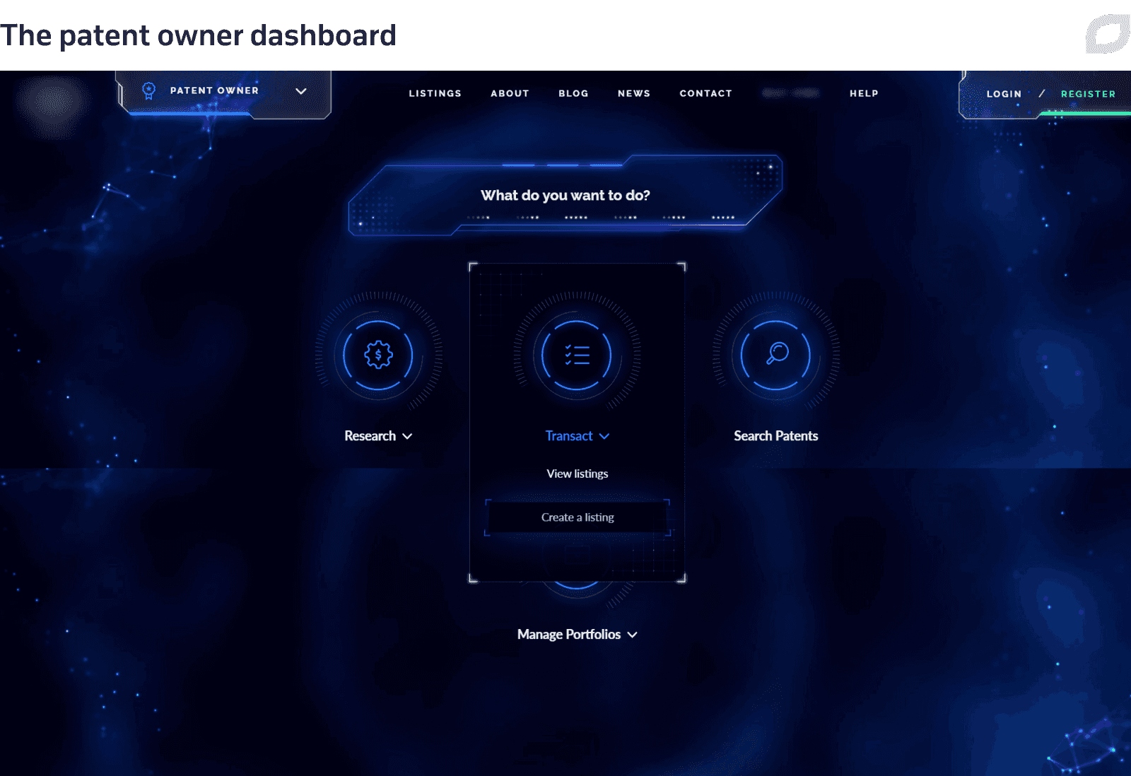 The patent owner dashboard