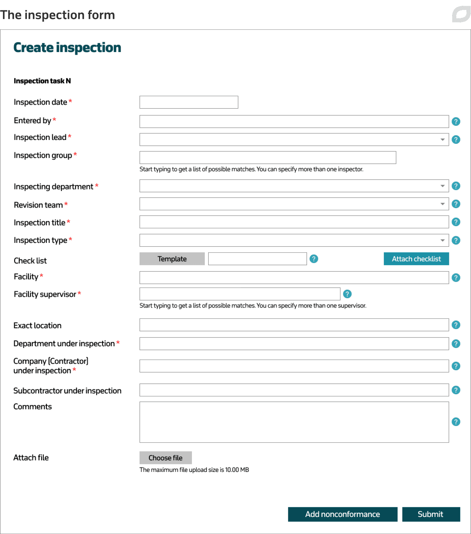 The inspection form