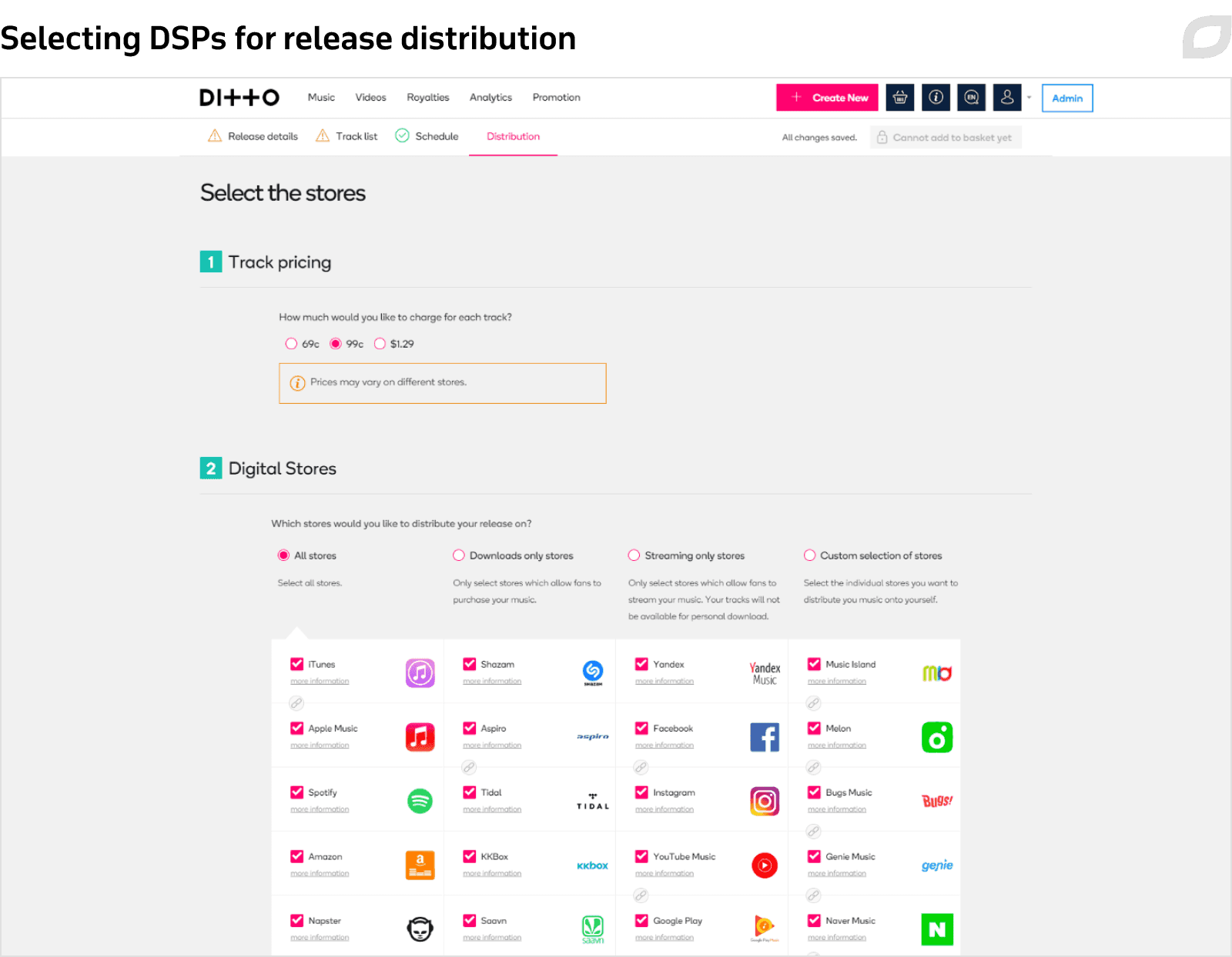Selecting DSPs for release distribution