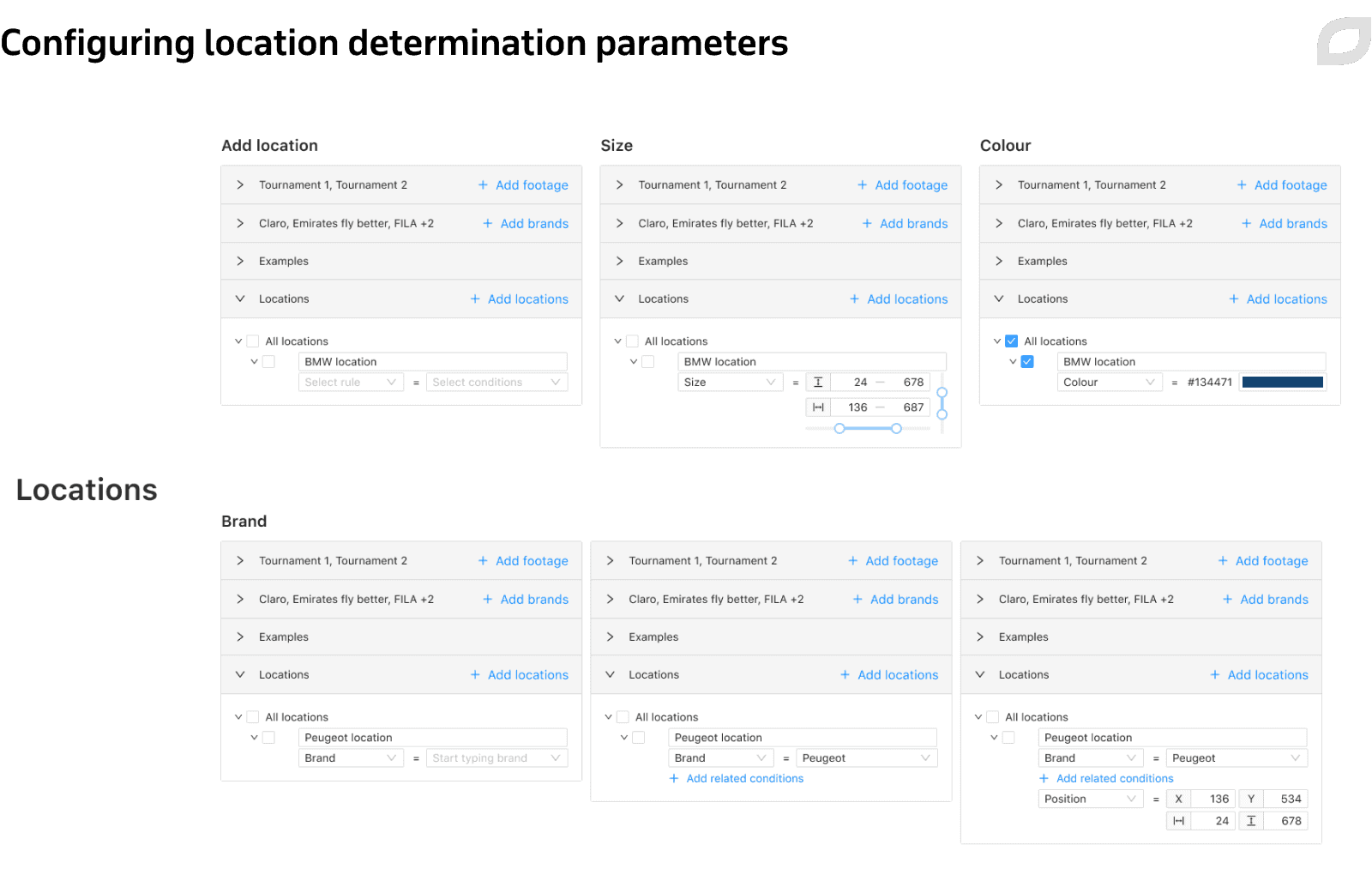 Configuring location determination parameters