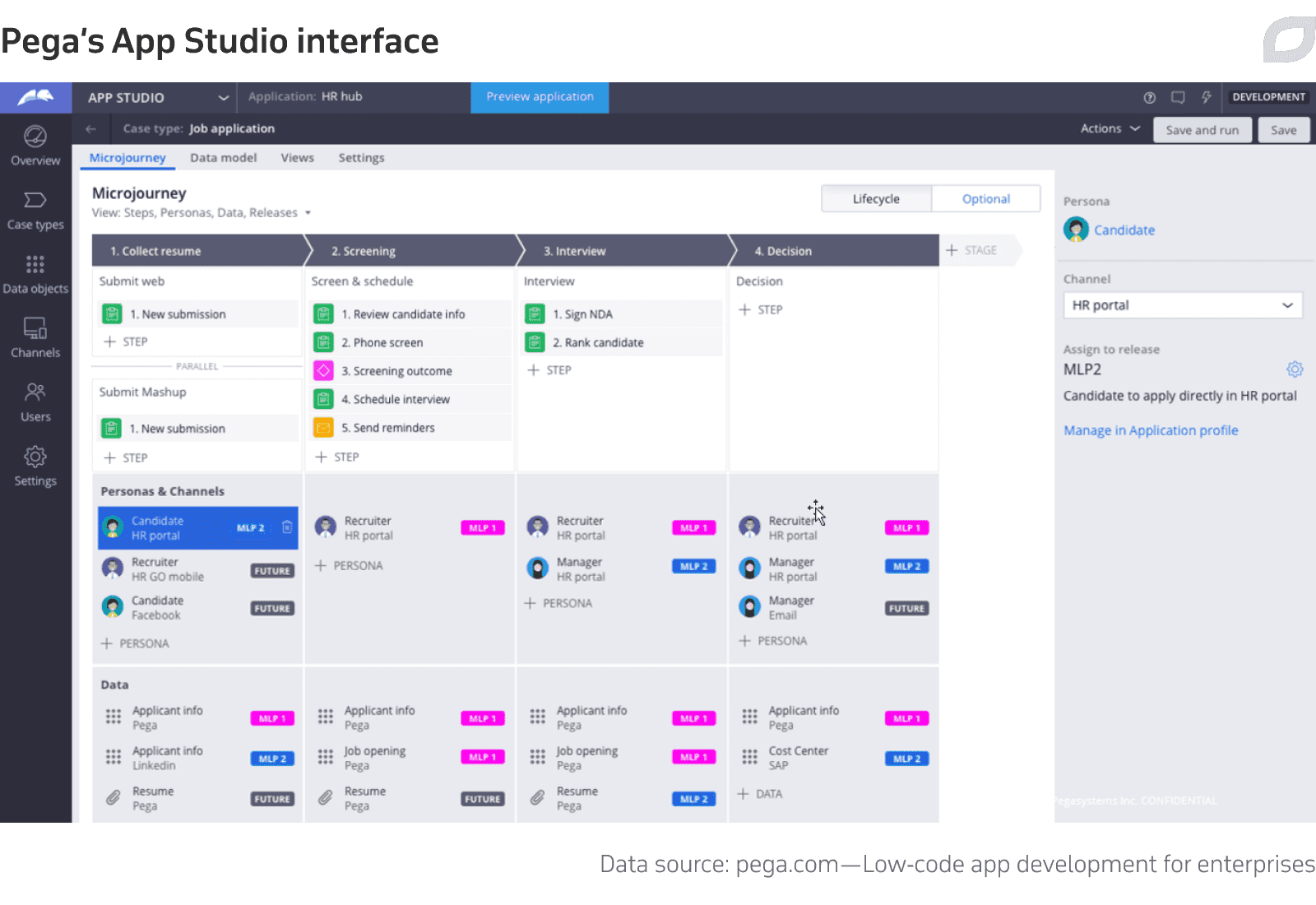 Pega’s App Studio interface