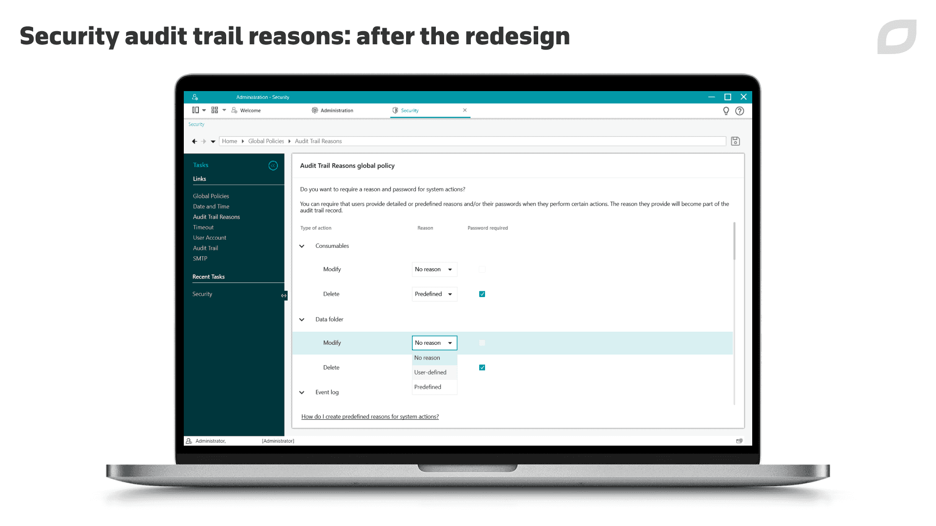 Security audit trail reasons: after the redesign