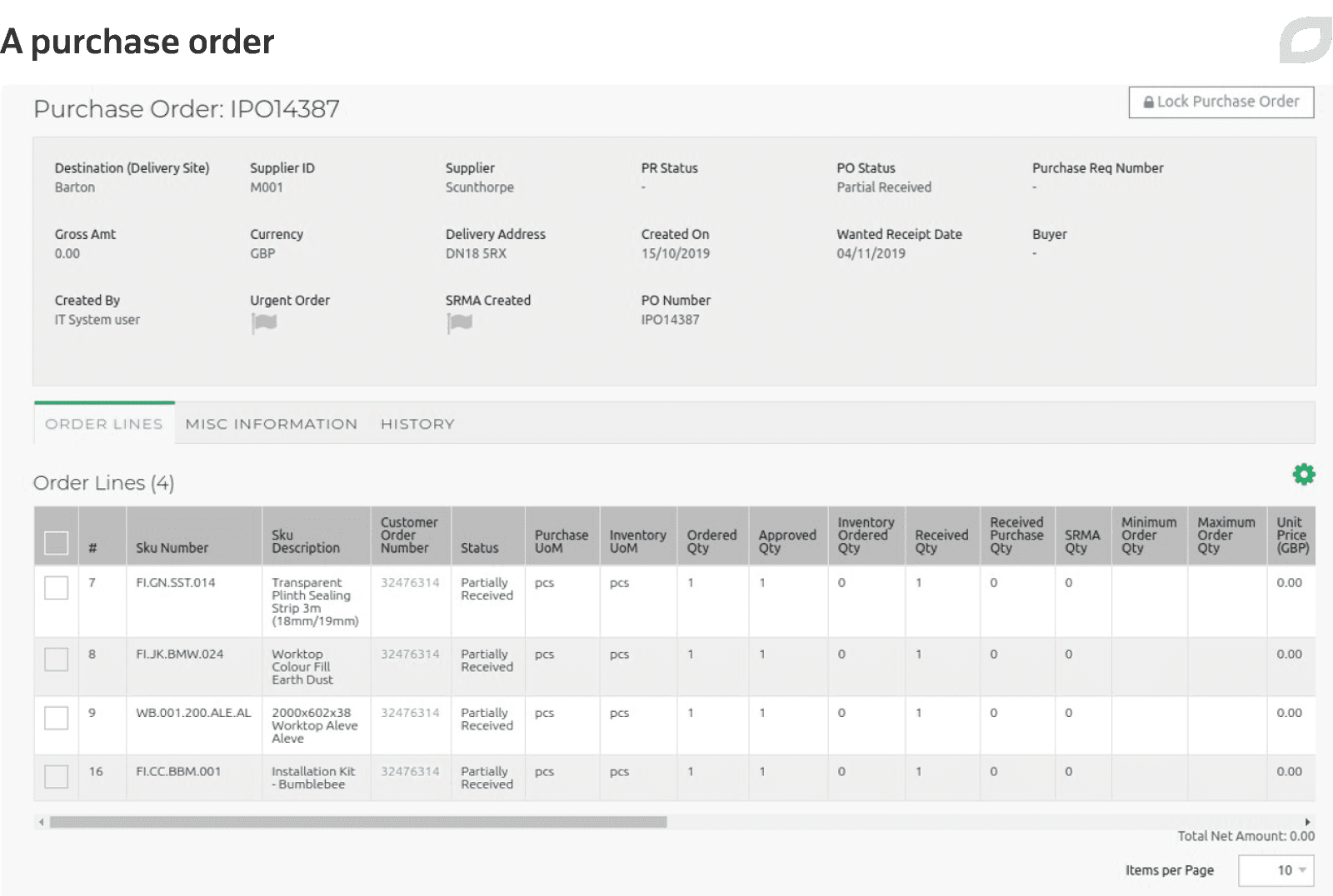 A purchase order