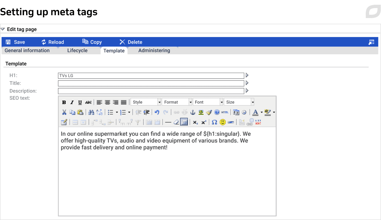 Setting up meta tags