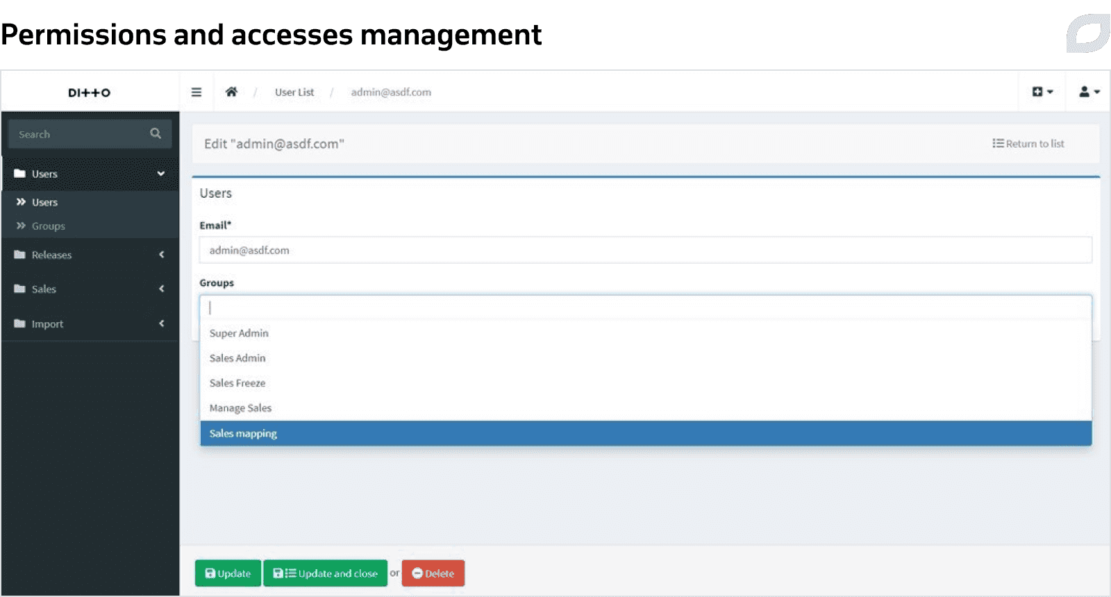 Permissions and accesses management
