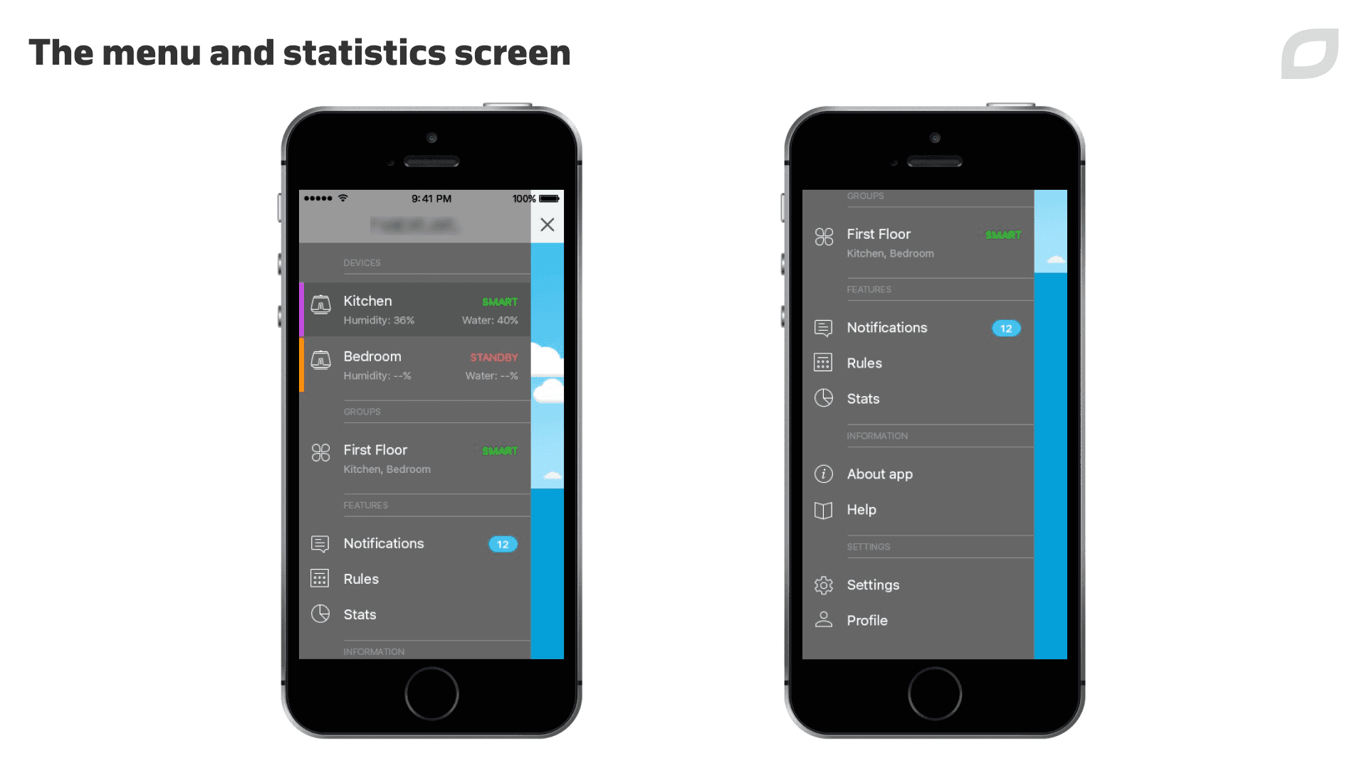 The menu and statistics screen