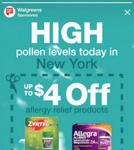 Weather-triggered advertising for Walgreens
