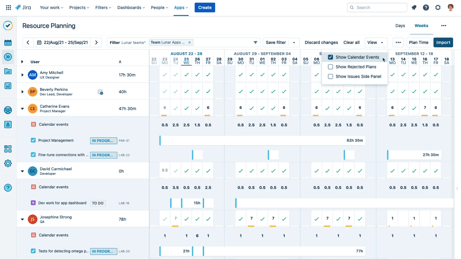 Resource planning by Tempo